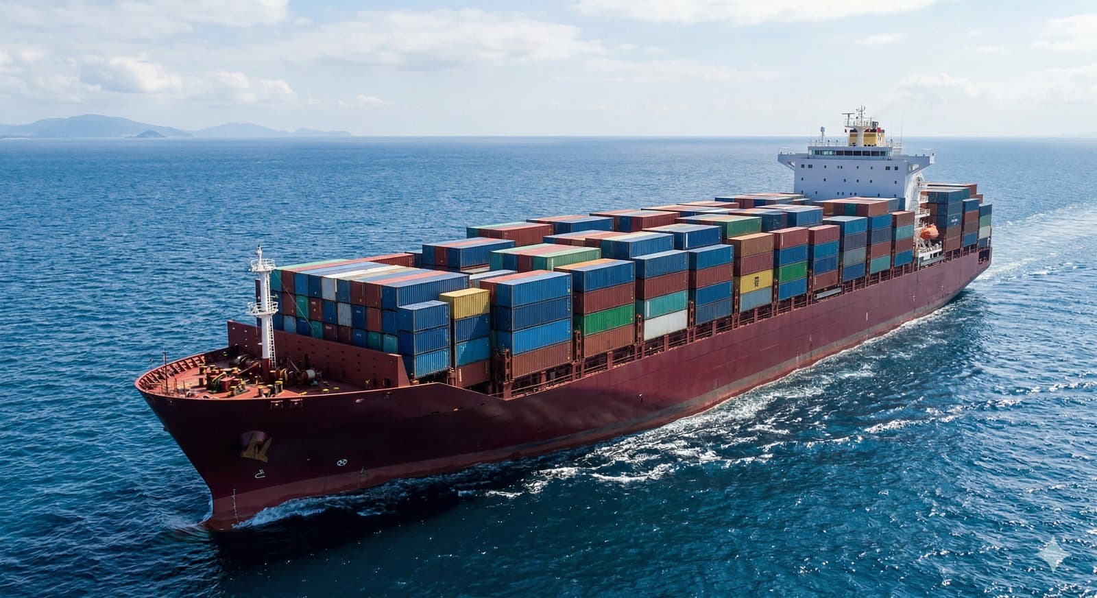 Container vessel carrying freight across open sea
